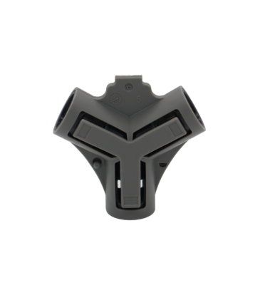 Grey plastic quick connect fitting.
