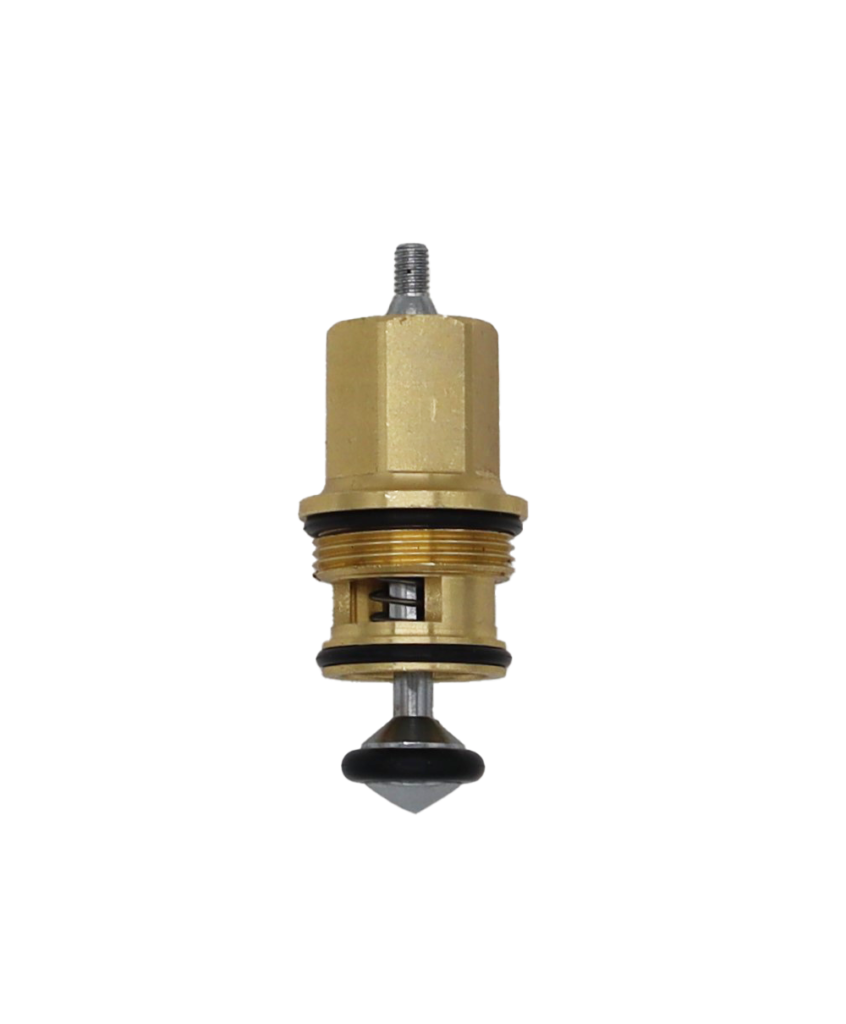 Bright brass body with chrome stem stainless spring with black rubber o-rings.
