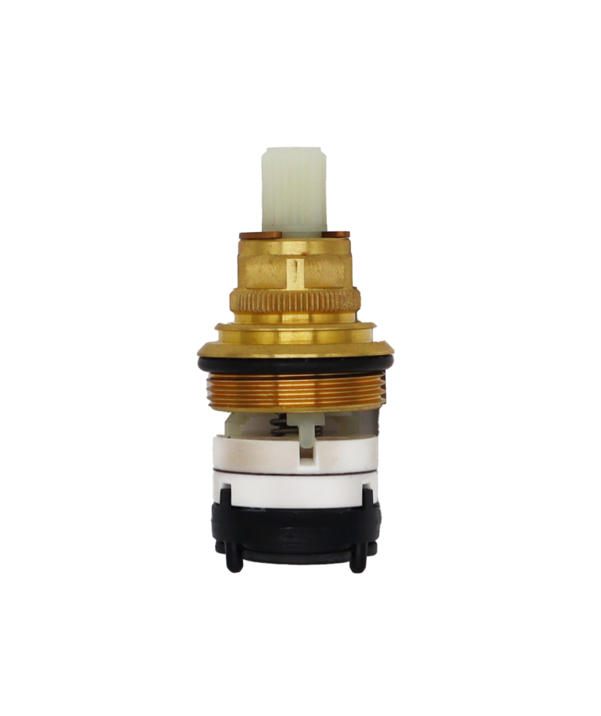 Bright brass and plastic cartridge.