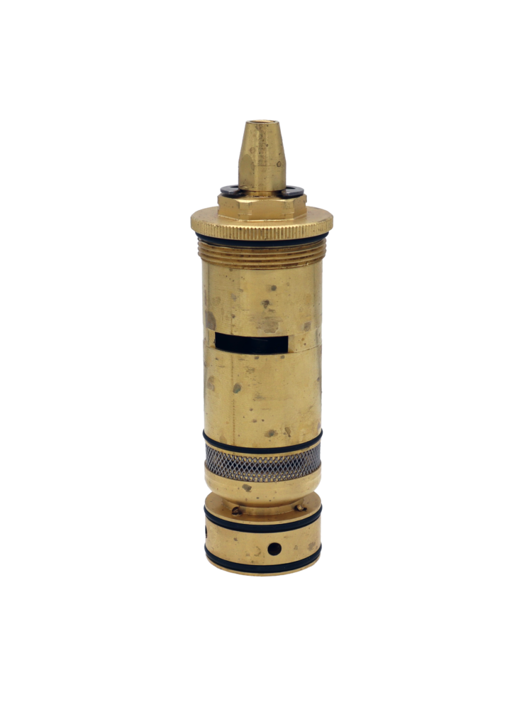 Brass cartridge with metal clip black rubber o-rings stainless screen and copper thermo.