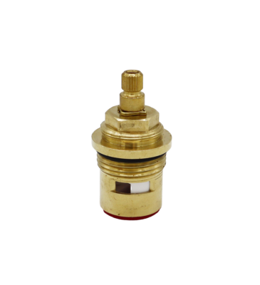 Bright brass cartridge black oring white ceramic discs and red bottom seal.