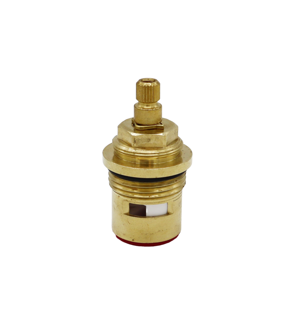 Bright brass cartridge black oring white ceramic discs and red bottom seal.