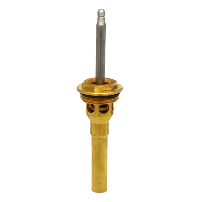 Bright brass body with stainless stem with black rubber o-ring.