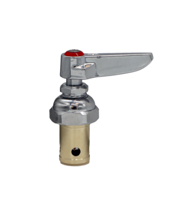 Bright brass barrel with polished chrome bonnet & handle with red index button and stainless screw.