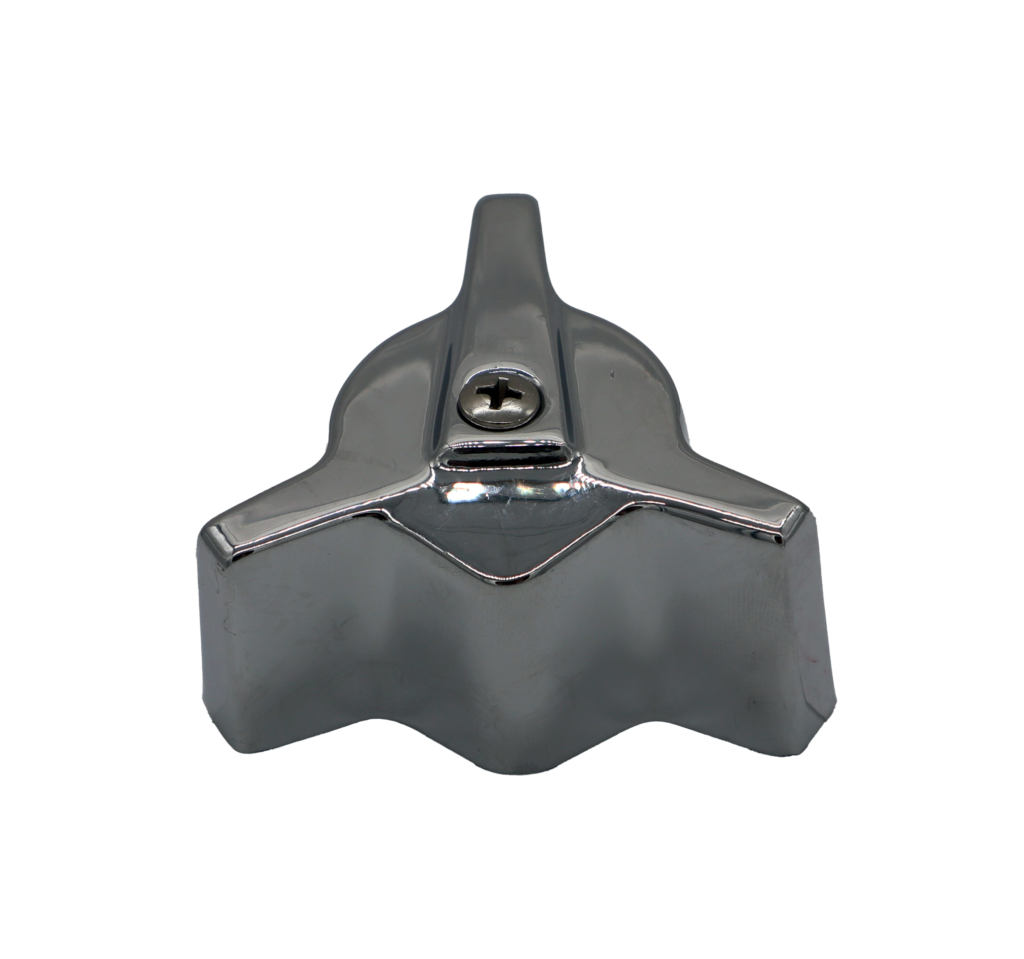 Polished chrome 3 arm handle with stainless screw.