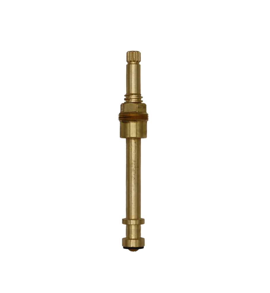 Bright brass stem with black rubber o-ring black rubber washer and brass screw.