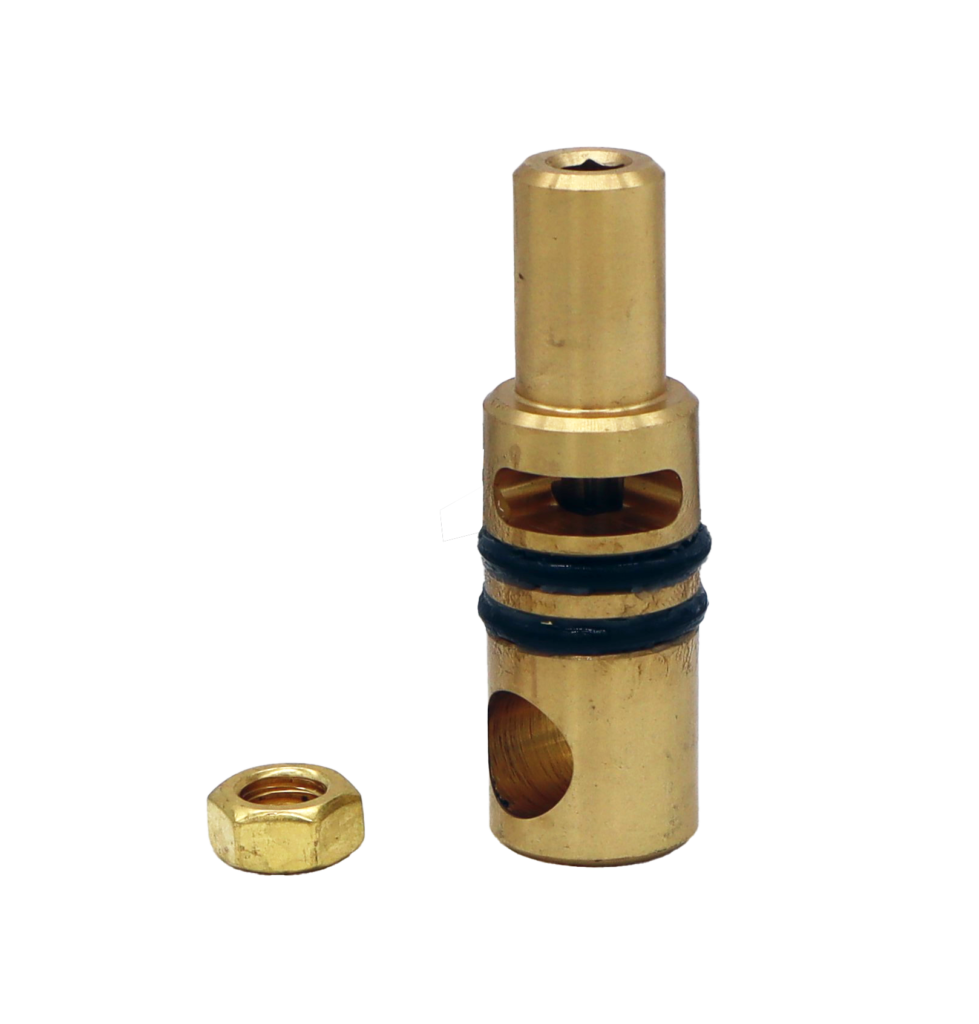 Brass diverter with black rubber o-rings.