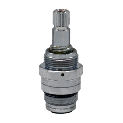 Polished chrome cartridge with black rubber o-ring and washer.