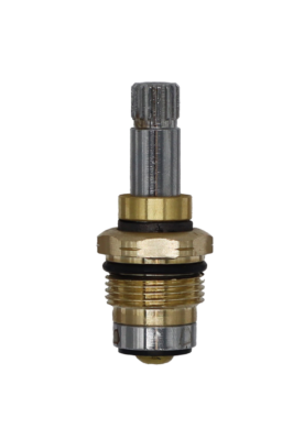 Brass body chrome stem with black rubber o-rings black rubber washer with brass screw.
