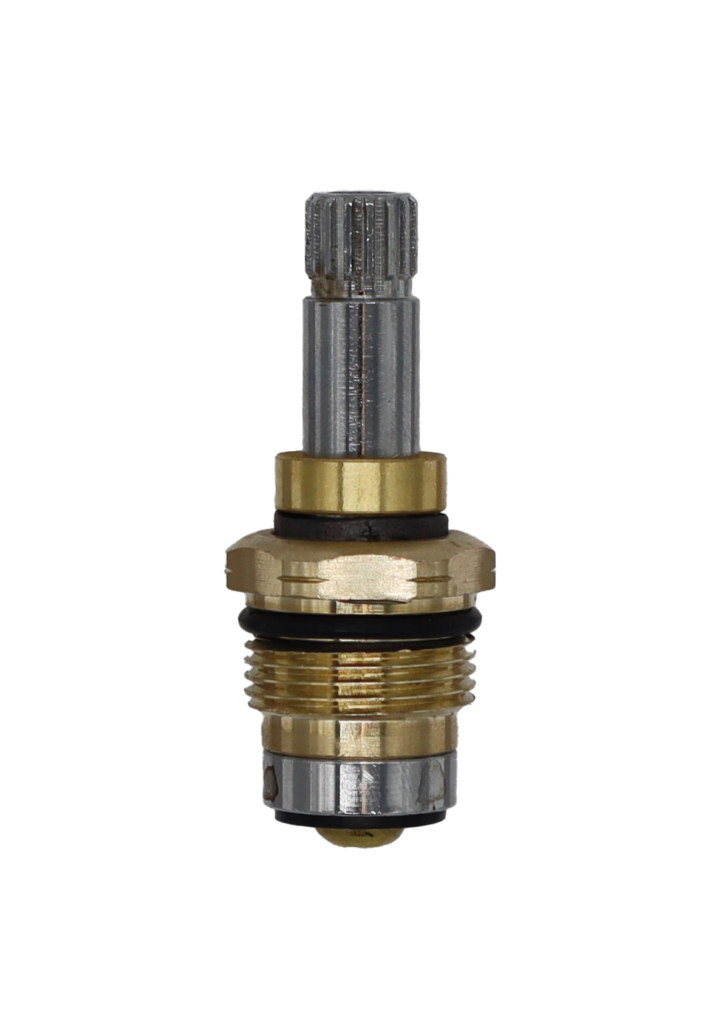 Brass body chrome stem with black rubber o-rings black rubber washer with brass screw.