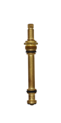 Bright brass stem with black rubber o-rings black rubber washer and brass screw.