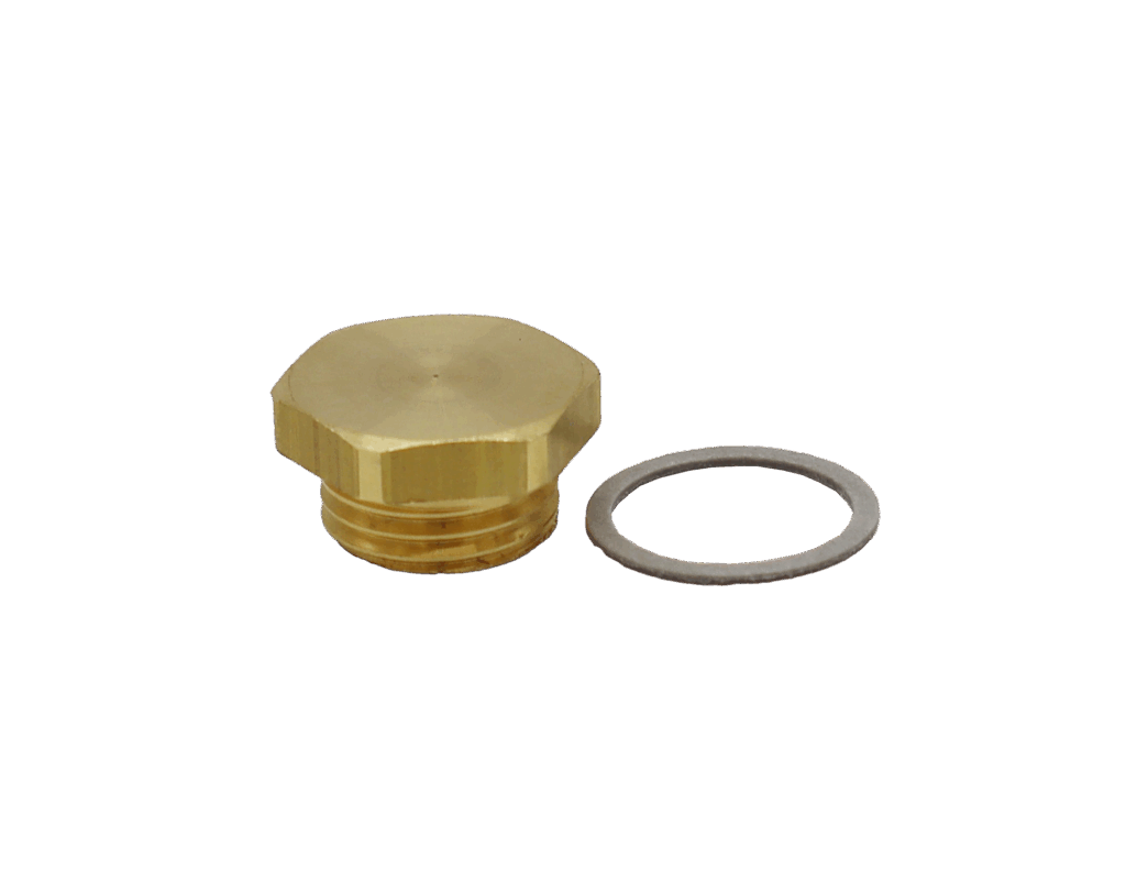 Bright brass plug wiht spacer washer.