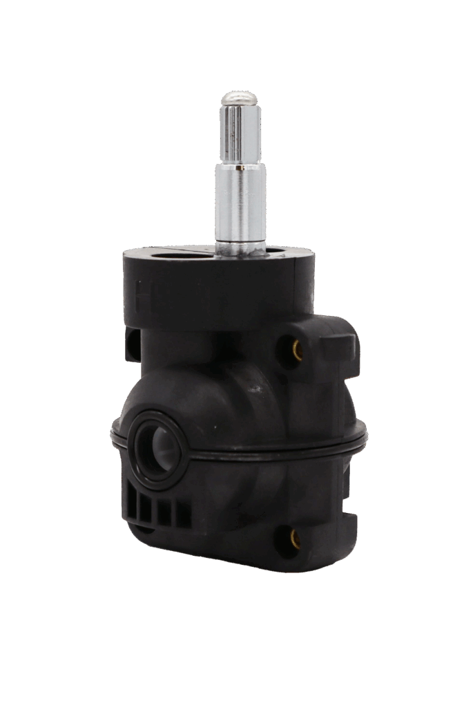 Black plastic cartridge body with polished chrome stem an balck orings.