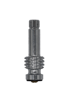 Polished chrome stem with black rubber washer and brass screw.