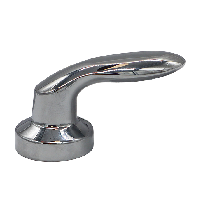 Polished chrome lever handle.