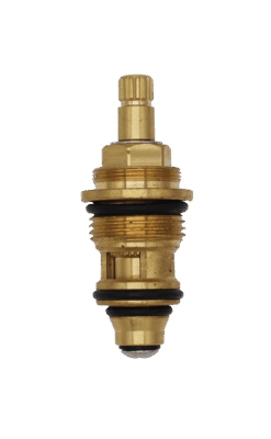 Bright brass diverter stem with black rubber o-rings and stainless screw.