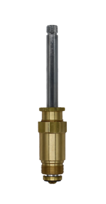 Polished chrome stem brass body with black bottom washer brass screw.