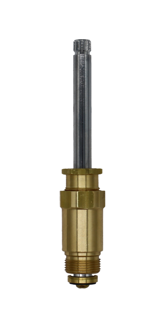 Polished chrome stem brass body with black bottom washer brass screw.