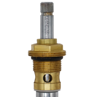 Bright brass body with polished chrome stem black rubber washer and o-ring and brass screw.