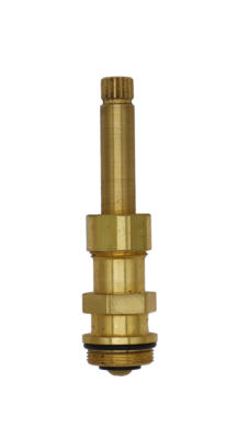 Bright brass stem with black rubber o-ring and washer with brass screw.