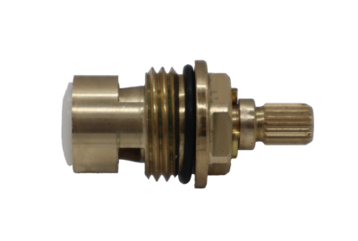 Bright brass cartridge with black rubber o-ring and white rubber seal.