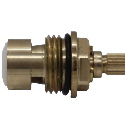 Bright brass cartridge with black rubber o-ring and white rubber seal.