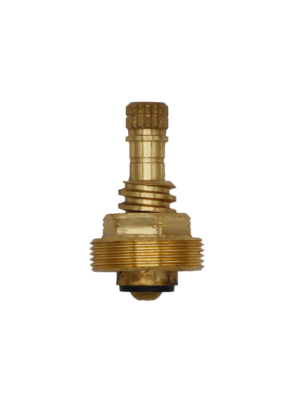 Bright brass stem with black rubber washer and brass screw.