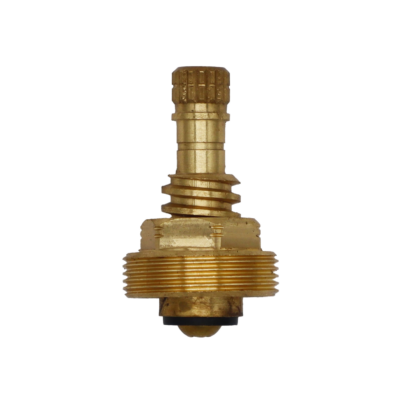 Bright brass stem with black rubber washer and brass screw.