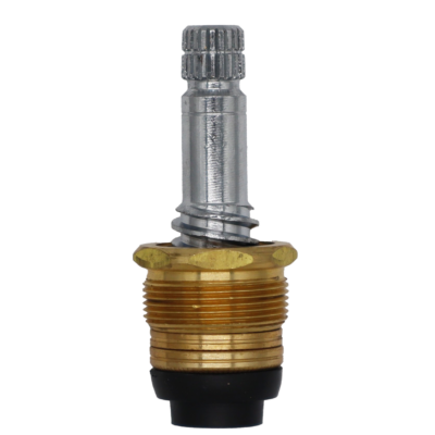 Brass body and bonnet nut chrome plated stem with black rubber washer.