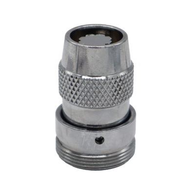 Polished chrome brass shower head with male threads.