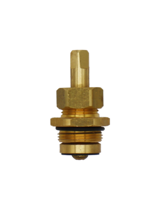 Bright brass stem with black rubber o-ring black rubber washer with brass screw.