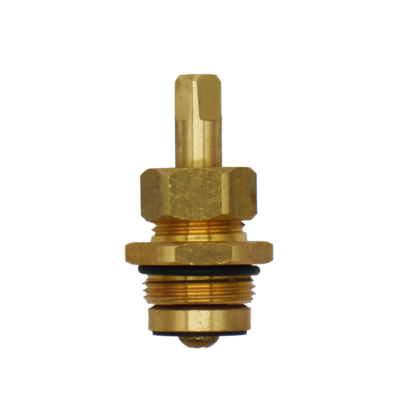 Bright brass stem with black rubber o-ring black rubber washer with brass screw.