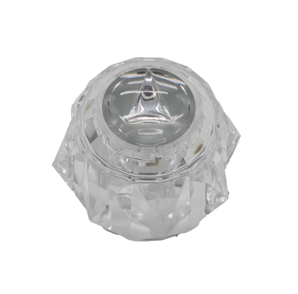Clear acrylic handle with brass adapter.