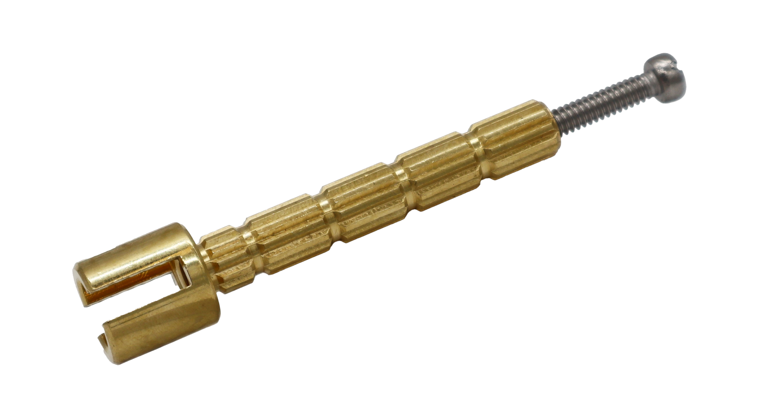 Bright brass stem extension with stainless screw.