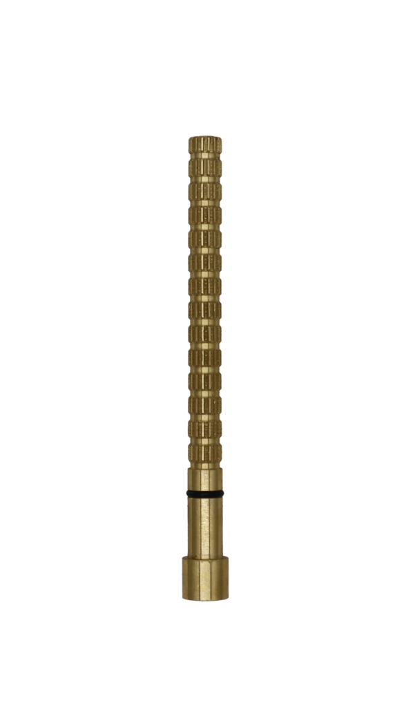 Bright brass extension with black rubber o-ring.