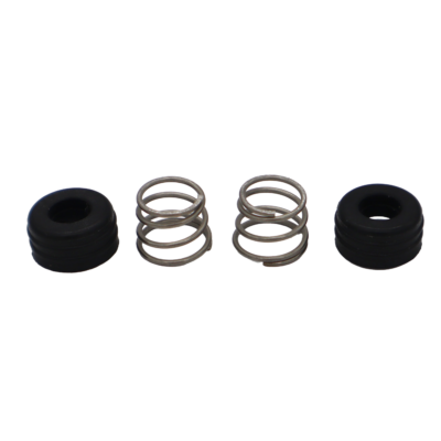 Black rubber faucet seats with stainless springs.