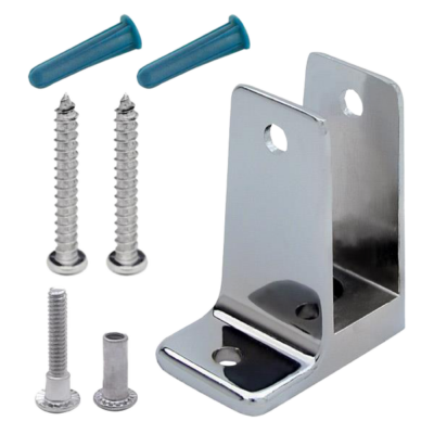 Polished chrome bracket with screw pack.
