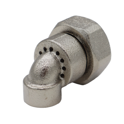 Nickel plated brass spout for outdoor shower.