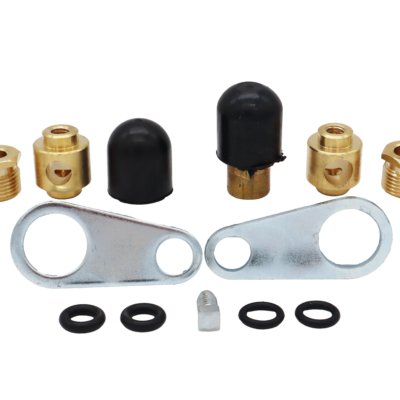 Brass nuts with rubber seals and o-rings.