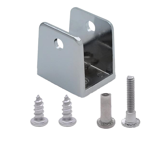 Polished chrome u bracket with stainless screws.