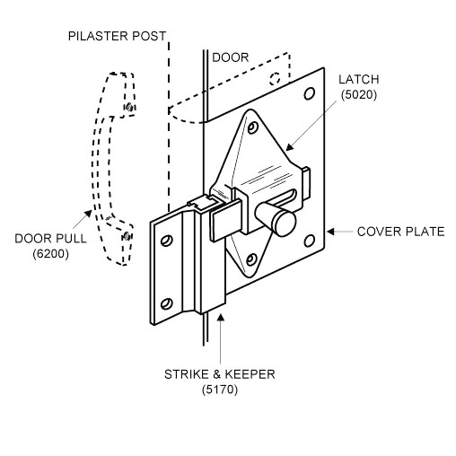 Toilet Partition Door Fix It Latch Kit for 1" Partitions with Pull Round 111670 - Image 2