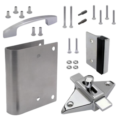 Polished chrome zamac repair kit with black rubber bumper.