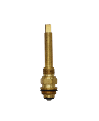 Bright brass stem with black rubber o-ring black rubber washer and stainless screw.