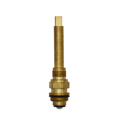 Bright brass stem with black rubber o-ring black rubber washer and stainless screw.