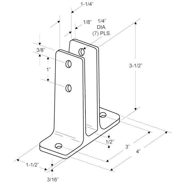 Toilet Partition 1 1/4" Urinal Screen Bracket 1330 - Image 2