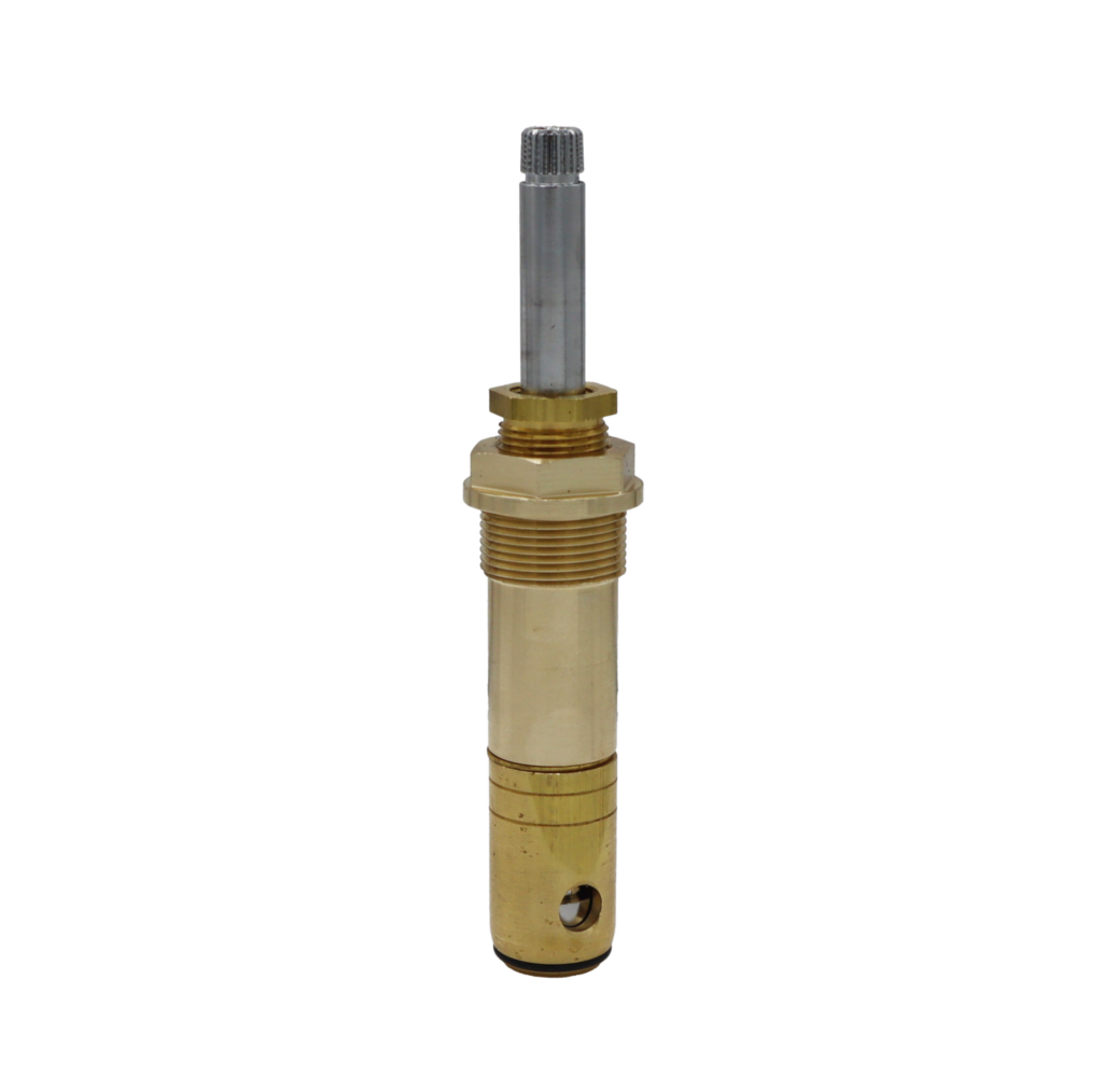 Polished chrome stem with bright brass body and black rubber o-ring.