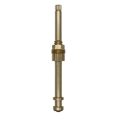 Bright brass stem with black rubber washer and brass screw.