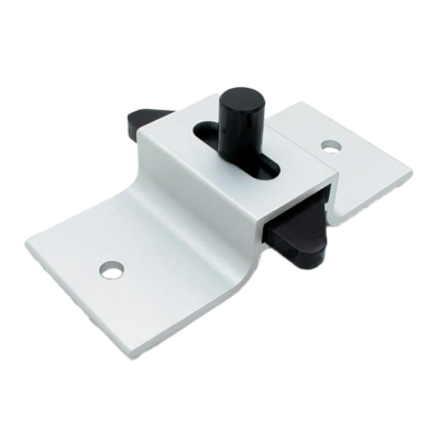 Aluminum slide latch with screw holes.