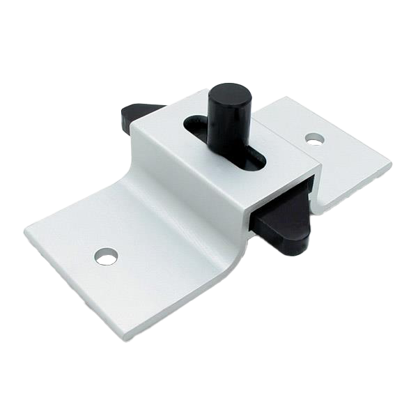 Aluminum slide latch with screw holes.
