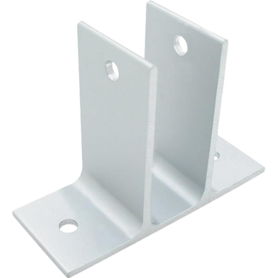 Aluminum wall bracket with screw holes.